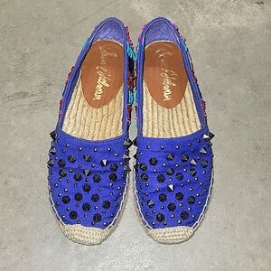 Sam Edelman Linsley Blue Canvas Studded Espadrille Flat size 6 M